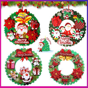 Christmas Wreath Decoration Christmas Door Hanging Decor Paper Rattan Xmas Wreath Mall Hotel Window Decoration