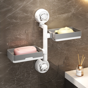 Suction Cup Wall Mounted Rotating Drain Soap Rack