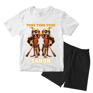 Baju Kaos Setelan Karakter TUNG TUNG SAHUR FAMILY Anak Laki Laki Anomali Keren Umur 1 - 10 Tahun