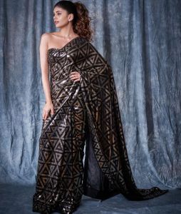 [PRE-ORDER] New Luxury BlockBuster Bollywood 3MM Sequins Work Saree With Blouse[DELIVERY TIME 12 DAYS]