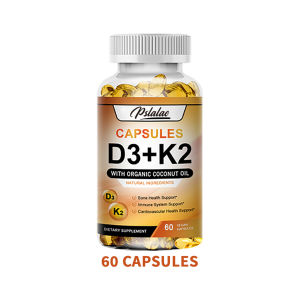 Pslalae Vitamin D3 + K2 with Organic Coconut Oil for Bone Health Support and Cardiovascular Health Support - 30/60/120 count