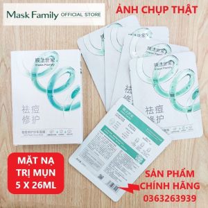 MASK FAMILY Hộp 05 Mặt nạ giảm mụn 26ml chăm sóc da mụn giảm thâm dưỡng ẩm và phục hồi da tổn thương
