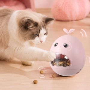 OUTOPEN Cartoon Cat Dispensing Toy Stimulation Toy Anti-Choking Pet Treat Dispenser Pet Snack Feeder Self-Entertaining Cat Food Dispenser Indoor Play