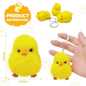 1Pcs Easter Chick Keychain Plush Chicken KeyringYellow Chick Easter Party Decor