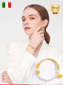 Sunrichh สร้อยข้อมือดอกไม้สีทองใหม่ลำไยแห่งความหรูหรา อัญมณีที่ออกแบบมาเฉพาะเพื่อความเป็นเอกลักษณ์