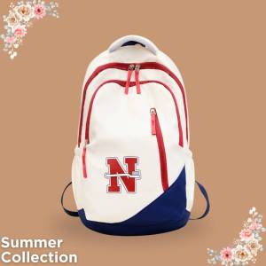 พร้อมส่ง 4 สี กระเป๋าเป้ สะพายหลัง กระเป๋าเป้สไตล์นักเรียนกาเหลี พิมพ์อักษร N มีช่องใส่น้ำข้างๆ ขนาดใหญ่ จุของได้เยอะ