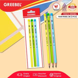 GREEBEL Pensil Pencil Tulis 2B (7028) PASTEL MOOD / Pensil Tulis kayu / Grafit Graphite / Pensil Ujian Sekolah / Alat Tulis