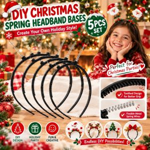 5PCS DIY Spring Headband Bases Black Toothed Hair Hoops with Metal Spring Wires for Christmas Crafts Holiday Parties DIY Hair Accessories Face Washing Skincare and Makeup for Women and Teens