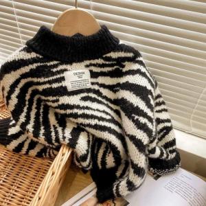 Children Knitting Sweaters Boys Casual Zebra Sweater Autumn Winter Girls Baby Kids Pullovers for  Childrens Clothing