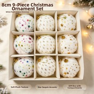 NAELIN Vải nhung Đồ trang trí Giáng sinh Mũ treo vàng Chi tiết lấp lánh Đồ trang trí cây thông Noel Quà tặng Kết cấu mềm mại Bộ Hộp Quà Tặng