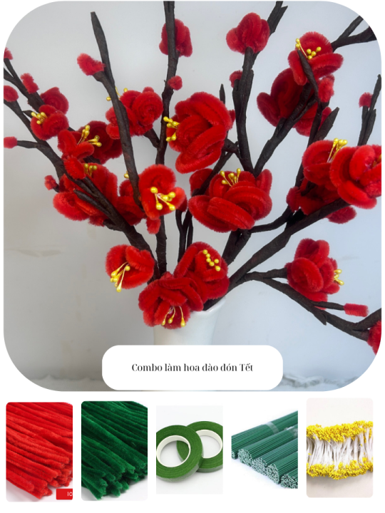 Set nguyên liệu kẽm nhung làm hoa đào trang trí Tết (Có video hướng dẫn) | Lazada Việt Nam