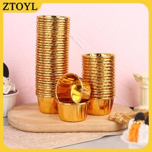ZTOYL  50 cái nhỏ cupcake lá cupcake wrapper giấy vàng bạc cupcake Baking cup