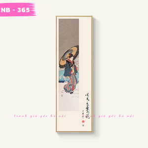 Tranh cổ trang cô gái Nhật Bản kimono trang trí tiệm trà đạo nhà hàng không gian nhật chất vải canvas đã có khung xịn