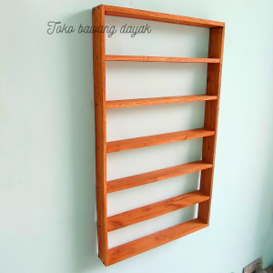 Rak dinding skincare kamar tidur tempel tembok kayu 4 susun dapat disesuaikan 100% kayu padat