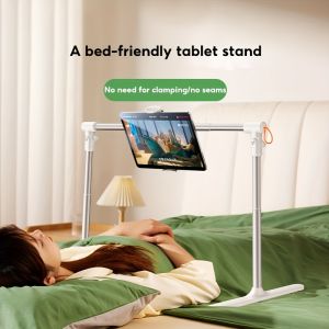 Adjustable & Foldable Aluminum Tablet Stand - Bedside & Desktop Holder with Clamp Telescopic Lifting Support for Phones and Tablets No Seam Damage White Leisure Tech Support | Modern Tablet Holder | Aluminum Alloy Stand Tablet Holder Stand