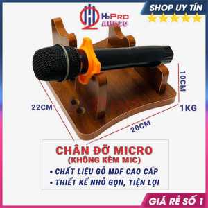 Chân Micro Để Bàn Gỗ Mdf Cao Cấp Chân Đế 2 Micro Để Bàn 4 Lỗ Pin AA Thiết Kế Sang Trọng Tiện Dụng-H2Pro Audio