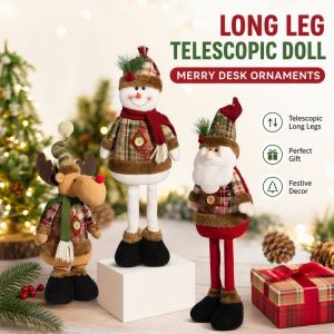 Christmas Elf Doll Long Legs Telescopic Decorative Figure Plush Fabric Tabletop Home Decor Festive Gift Idea