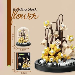 Quà tặng mô hình lắp ráp hoa dễ thương kèm lồng chụp và đế tặng sinh nhật tặng người yêu -Aeneas Shop
