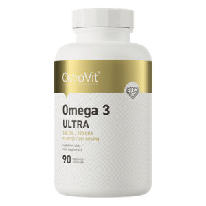 Viên Dầu Cá OSTROVIT OMEGA 3 ULTRA (90 viên) - Hỗ Trợ Mắt Tim Mạch và Trí Não - - Tăng cường sức khỏe tim mạch: DHA và EPA hỗ trợ giảm nguy cơ các bệnh tim và giảm mức cholesterol trong máu.