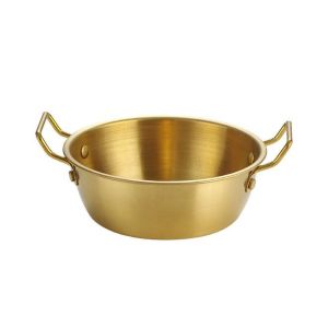 ZYJC MALL Stainless Steel 1PC Double Ear Household Scald proof Snacks Plate Cuisine Bowl Food Container Rice Wine Bowls