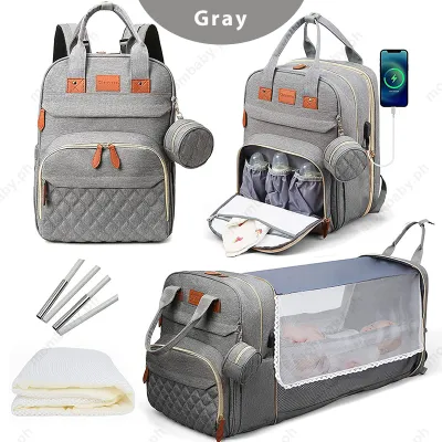 Travel Baby Bag Crib 2-In-1 With Shade Mosquito Net Multifunctional Diaper Bag Mommy Backpack Hospital Maternity Bag
