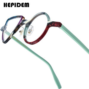 HEPIDEM Acetate Gọng kính người đàn ông 2025 New retro vòng vuông rhomboid Kính mắt phụ nữ nerd cổ điển kính mắt cho mắt kính 9391