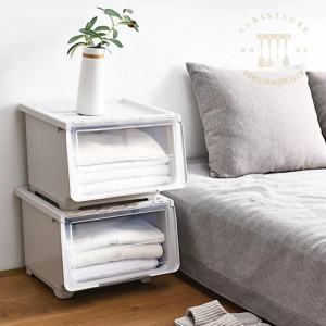 Classy Luxe Multi-Purpose Large Storage Box Plastic Clothes/Toys/Books Storage Container Box with Wheel Wardrobe Box Organizer