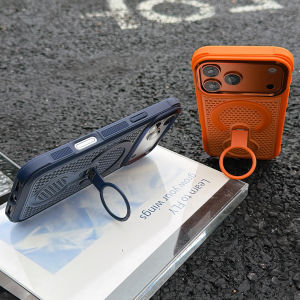 Cooling Breathable For Magsafe Stand Phone Case For iPhone 17 16 15 14 13 Pro Max Plus Air Heat Dissipation Shockproof Cover