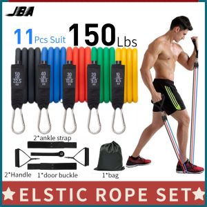 JBA Resistance Band Set For Men 11Pcs With Handle 150Lbs 5 Levels Adjustable TPE Elastic Band For Workout With Ankle Strap Exercise Bands Durable