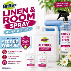 BritePH Linen/Room Spray DIY Kit 4L - Extra-strength Fragance Formula (Alcohol-based)