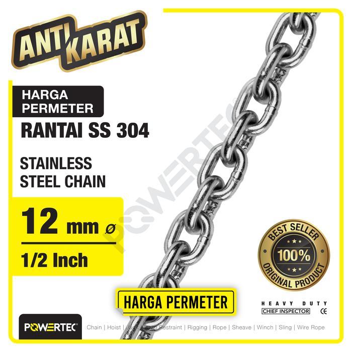 Size Rantai RANTAI SS 304 12MM STAINLESS STEEL CHAIN POWERTEC - METERAN | Lazada ...