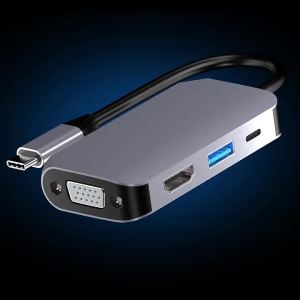 Cross-border hot sale type-c 4-in-1 Docking Station usb c to hdmi+vga+usb3.0+pd Adapter