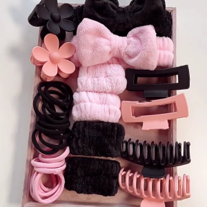 Makeup Shower Sports Skincare Accessories Unique Headband with Bowknot and Wristbands Hair Clip Set for Skincare