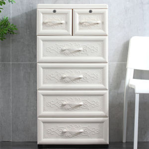 Storage Cabinets Drawer Units5 Tier Plastic Drawer Storage Organizer Cabinet for Bedroom Bathroom Entryway Living Room White