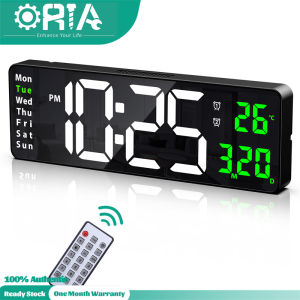 ORIA LED Wall Clock 16" Large Digital Alarm Clock with Remote Count Up & Down 10-Level Brightness Desk Clock with Date/Temperature for Home Gym Office Classroom