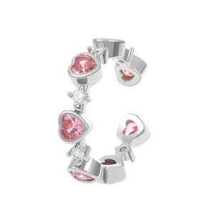 MIAOYA Pink Heart-shaped Copper Ring For Women Trendy Princess Jewelry Fashion Gift