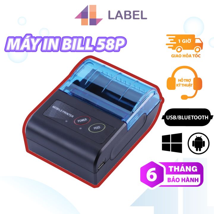 Máy in bill Bluetooth nhiệt Mini không dây Hóa đơn Phiếu tính tiền Ảnh chụp màn hình - mayinnhiet4b
