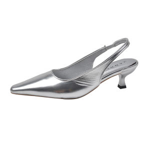 Venalisa Fashion Heels Leather Pointed Sandals Retro Gold Silver Suitable  office Business Reception