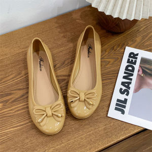 IELGY 2024รองเท้าโบว์ทนต่อการเสียดสีไม่ลื่นเดี่ยวสำหรับผู้หญิงรองเท้าส้นเตี้ยเข้ากับทุกชุด