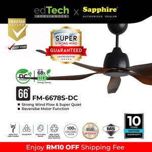 Sapphire 66” Ceiling Fan | FM6678S | DC Motor | Reversible Motor | 5 ABS Blades | Kipas Siling