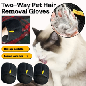 Two-Way Pet Hair Removal Gloves Pet Lint Remover Sticking Cat Hair Gloves Double Side Pet Grooming Gloves