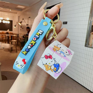Cartoon Puzzle Cube Keychain with Lanyard – Cute Mini Fidget Toy for Bag Decoration and Daily Carry Gift for Girls and Kids Ideal for Stress Relief and Travel