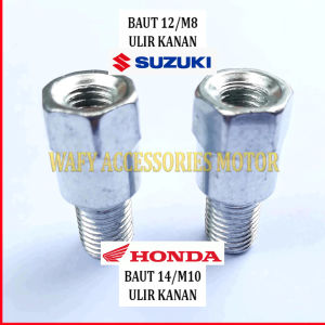 Paket Isi 2 Sepasang - Peninggi Spion Honda Ke Suzuki Baut 14 Ke Baut 12 Sambungan Spion Motor M10 x M8