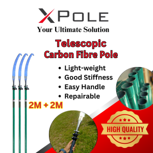 XPOLE Multipurpose Carbon Fibre Pole 4 meter Telescopic (Green)