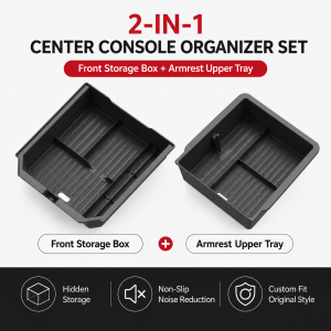For Tesla Model Y / Model YL 2025-2026 Center Console Organizer & Armrest Tray 2PCS Set TPE