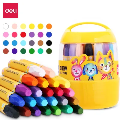 Bút Sáp Dầu Học Sinh Hộp Nhựa Deli - 12/18/24 Màu Sắc Tươi Sáng An Toàn Ít Mùi - Tô Màu Vẽ Tranh Mỹ Thuật Trẻ Nhỏ Cấp 1
