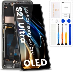 OLED for Samsung Galaxy S21 Ultra 5G Screen Replacement with FrameBlack    for SM-G998U SM-G998U1LCD Display Digitizer Touchscreen AssemblyIncludes Repair Tools