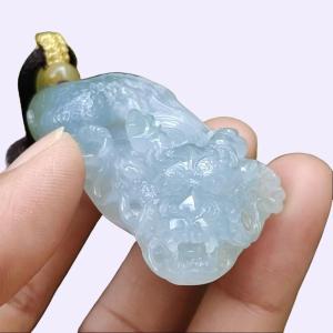 Newly Listed Crafted as Dragon Pendant on Natural Type A Jadeite Jade certificate weighs 28.25 grams measurement 48.9 * 26.6 * 13.8 mm (pendant382)