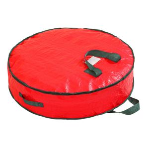 BAZAARS Dung tích lớn Túi đựng vòng hoa Giáng sinh Tròn Chống bụi Hộp đựng có khóa kéo kiểu dáng vòng hoa. Di động Chống thấm nước Dụng cụ sắp xếp vòng hoa lễ hội Đồ dùng Giáng sinh