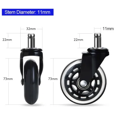 5PCS 3 Inch Universal Mute Wheel Office Chair Caster Wheels Replacement 60KG Swivel Rubber Soft Safe Rollers Furniture